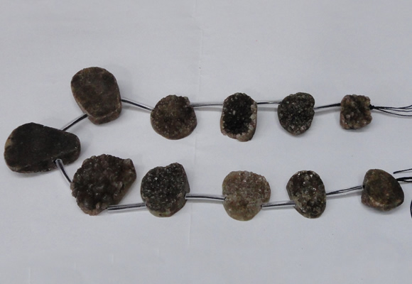 CTD1673 Top drilled 18*25mm - 25*35mm freeform druzy agate beads