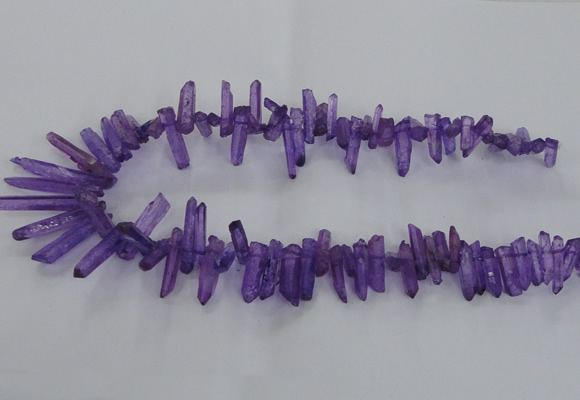 CTD1692 Top drilled 5*15mm - 7*35mm sticks dyed white crystal beads