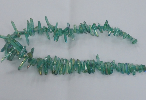 CTD1718 Top drilled 5*10mm - 6*30mm sticks plated white crystal beads