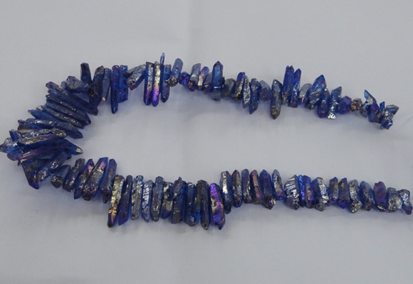 CTD1719 Top drilled 5*10mm - 6*30mm sticks plated white crystal beads