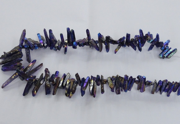 CTD1721 Top drilled 5*10mm - 6*30mm sticks plated white crystal beads