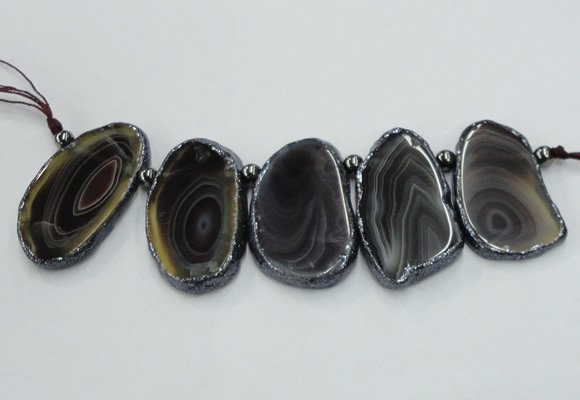 CTD1727 Top drilled 25*35mm - 25*45mm freeform Botswana agate slab beads
