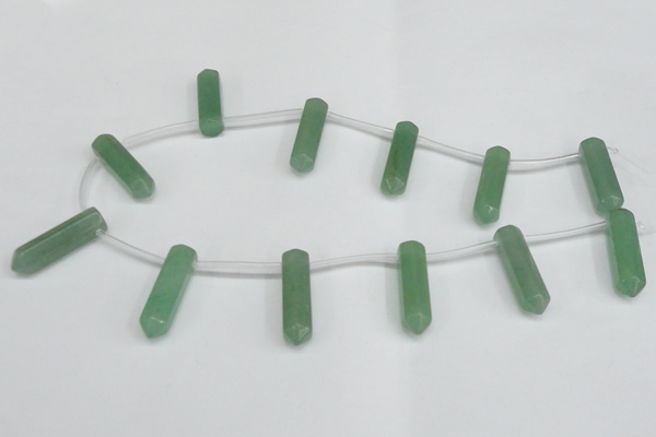 CTD1802 Top drilled 10*30mm - 10*32mm sticks green aventurine beads