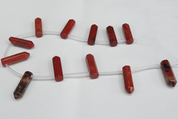 CTD1809 Top drilled 10*30mm - 10*32mm sticks red jasper beads