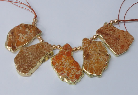 CTD1901 Top drilled 25*30mm - 35*45mm freeform sediment jasper beads