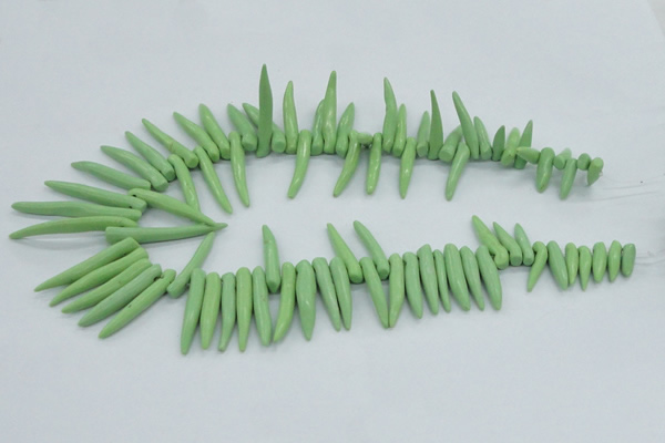 CTD2038 Top drilled 5*15mm - 6*40mm sticks turquoise beads