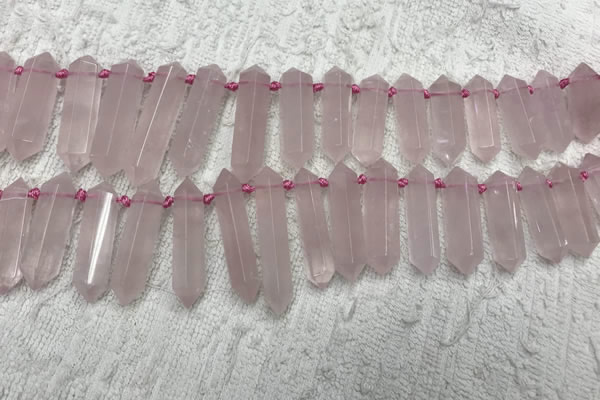 CTD2114 Top drilled 10*25mm - 12*45mm sticks rose quartz beads