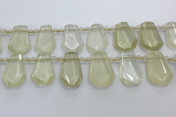 CTD2272 Top drilled 16*28mm - 20*30mm faceted freeform lemon quartz beads