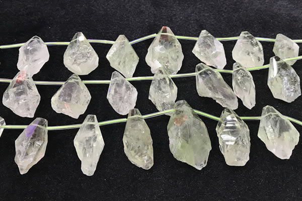 CTD2305 Top drilled 15*20mm - 25*40mm faceted nuggets green quartz beads