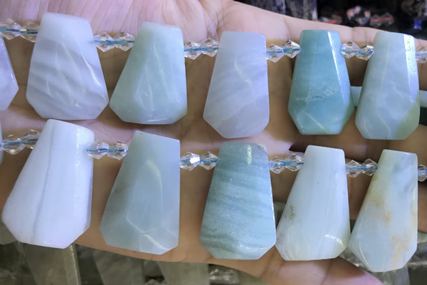 CTD2341 Top drilled 16*18mm - 20*30mm faceted freeform amazonite beads