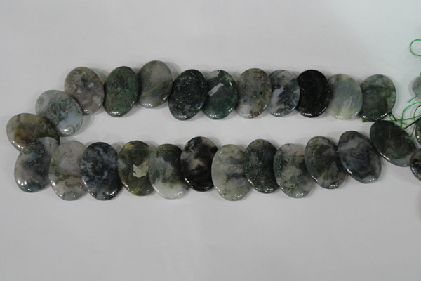 CTD24 Top drilled 20*30mm oval moss agate beads wholesale