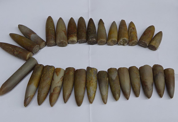 CTD2562 Top drilled 12*35mm - 15*55mm bullet agate fossil beads
