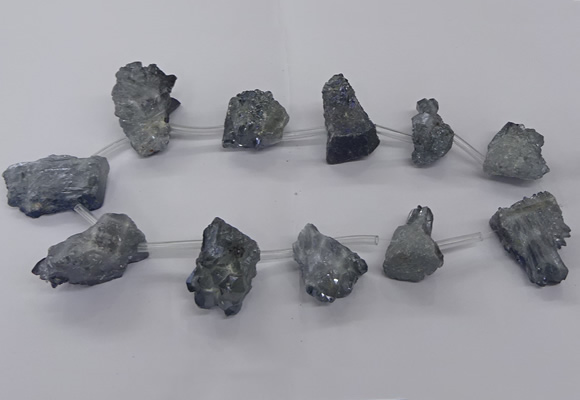 CTD2616 Top drilled 15*25mm - 25*35mm nuggets plated druzy quartz beads