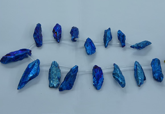 CTD2637 Top drilled 10*25mm - 20*45mm nuggets plated druzy quartz beads