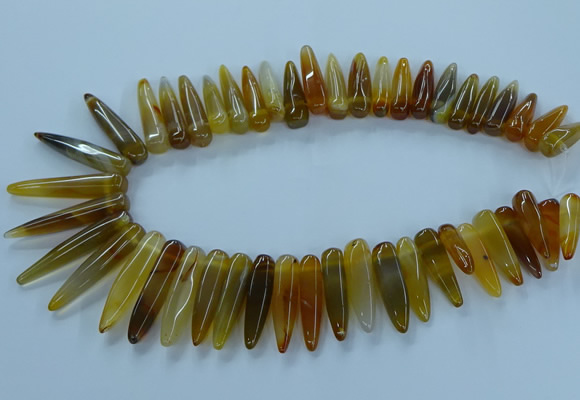 CTD2683 Top drilled 8*25mm - 10*50mm bullet agate gemstone beads