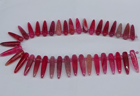 CTD2726 Top drilled 8*35mm bullet agate gemstone beads wholesale