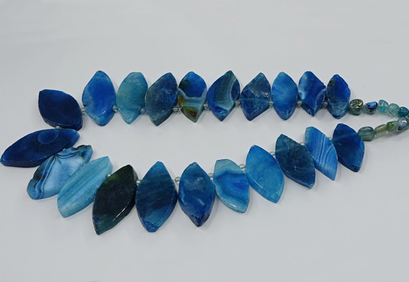 CTD2792 Top drilled 15*30mm - 25*45mm marquise agate gemstone beads