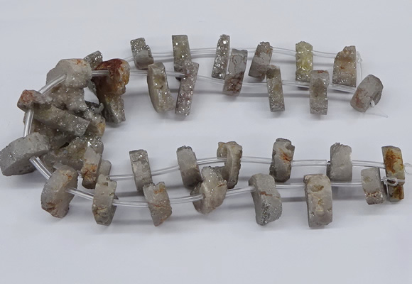 CTD2841 Top drilled 15*20mm - 18*40mm freeform plated druzy agate beads