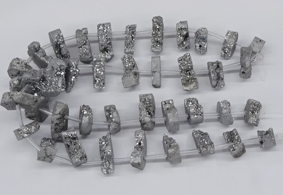 CTD2842 Top drilled 15*20mm - 18*40mm freeform plated druzy agate beads