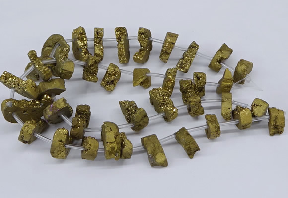 CTD2843 Top drilled 15*20mm - 18*40mm freeform plated druzy agate beads