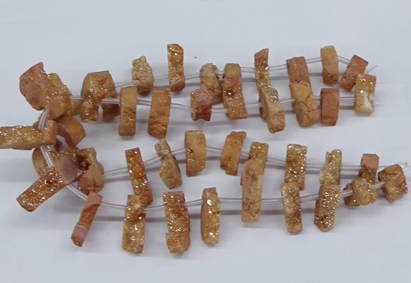 CTD2844 Top drilled 15*20mm - 18*40mm freeform plated druzy agate beads