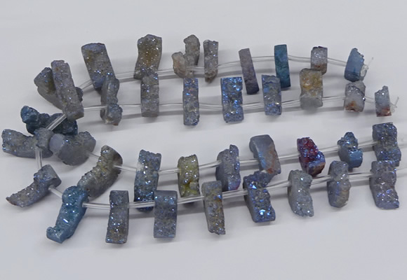 CTD2845 Top drilled 15*20mm - 18*40mm freeform plated druzy agate beads