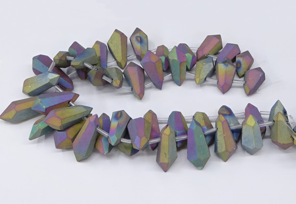 CTD2865 Top drilled 15*20mm - 22*50mm sticks plated quartz beads