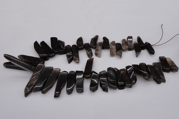 CTD350 Top drilled 10*28mm - 10*50mm wand smoky quartz beads