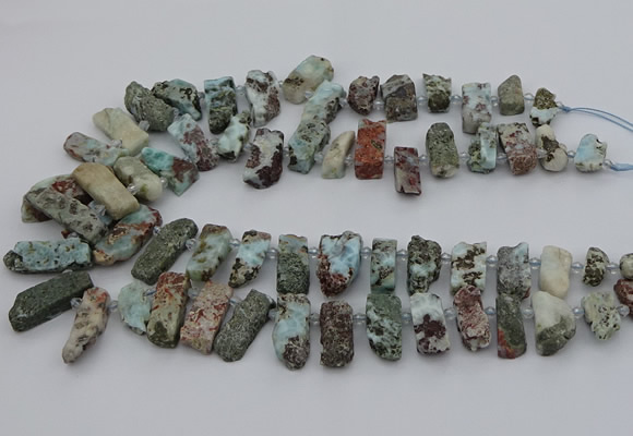CTD3515 Top drilled 8*15mm - 12*35mm sticks larimar beads