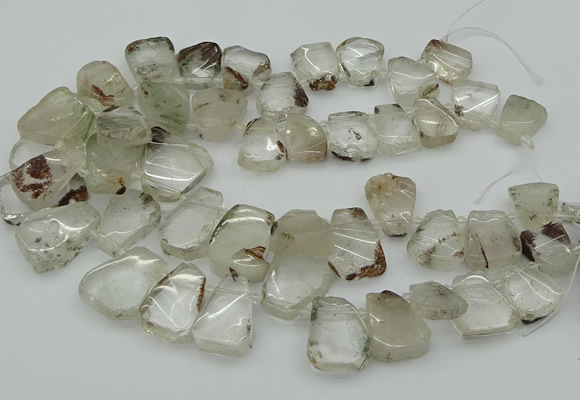 CTD3534 Top drilled 15*20mm - 25*30mm freeform green phantom quartz beads