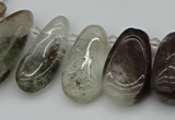 CTD3541 Top drilled 10*22mm - 15*45mm freeform green phantom quartz beads