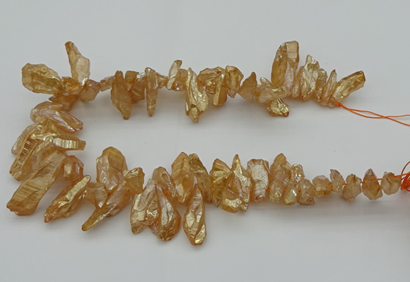 CTD3557 Top drilled 10*20mm - 12*30mm sticks plated quartz beads