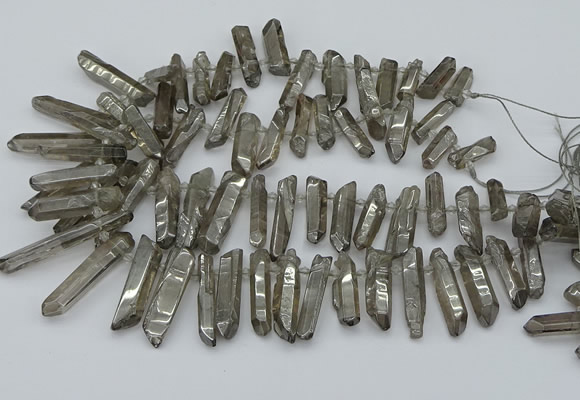CTD3578 Top drilled 6*20mm - 8*45mm sticks plated white crystal beads
