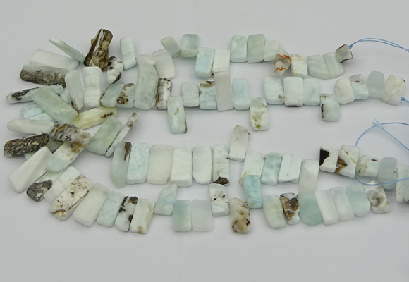 CTD3599 Top drilled 8*15mm - 10*30mm sticks natural larimar beads