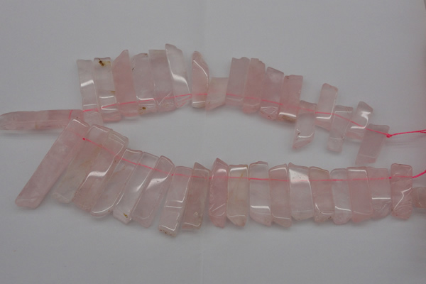 CTD361 Top drilled 10*28mm - 10*50mm wand rose quartz beads