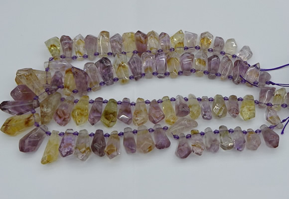 CTD3623 Top drilled 9*18mm - 16*30mm faceted nuggets ametrine beads