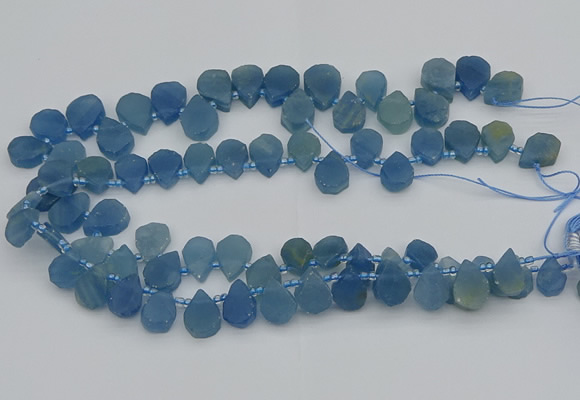 CTD3629 Top drilled 12*15mm - 15*18mm flat teardrop aquamarine beads