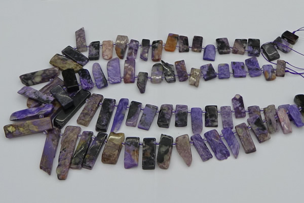 CTD3640 Top drilled 6*15mm - 10*35mm sticks charoite beads