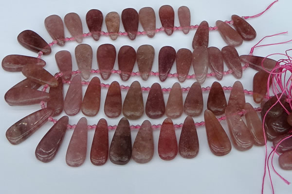 CTD3650 Top drilled 10*20mm - 15*45mm freeform strawberry quartz beads