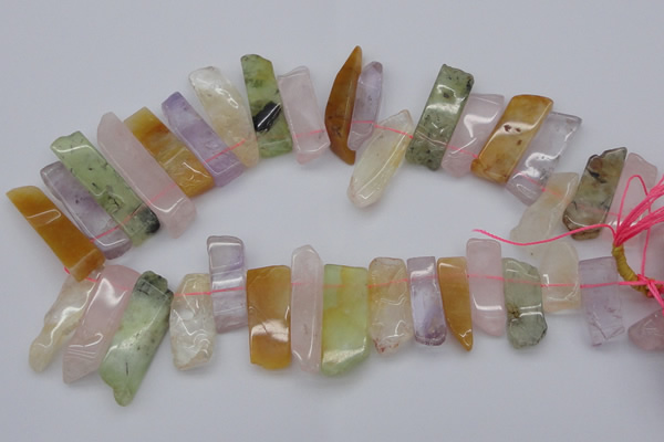 CTD367 Top drilled 10*25mm - 10*45mm wand multicolor quartz beads