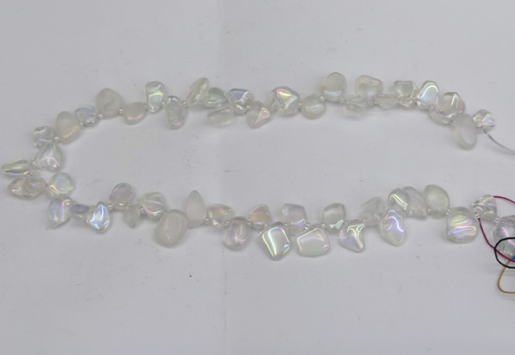 CTD3671 Top drilled 5*8mm - 10*14mm freeform plated white crystal beads