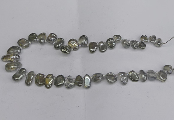 CTD3672 Top drilled 5*8mm - 10*14mm freeform plated white crystal beads
