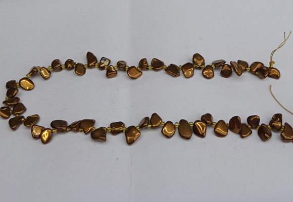 CTD3676 Top drilled 5*8mm - 10*14mm freeform plated white crystal beads