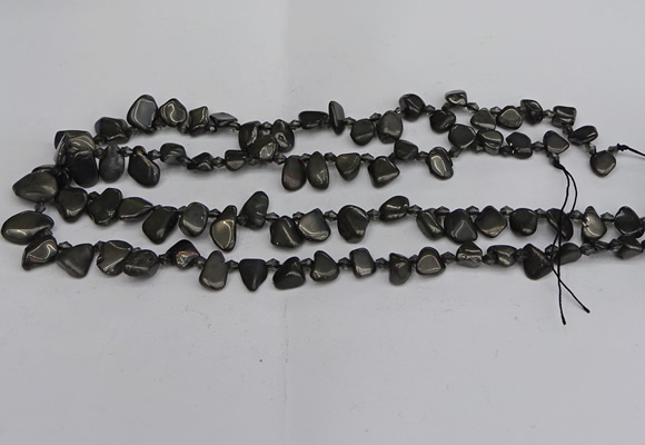 CTD3677 Top drilled 5*8mm - 10*14mm freeform plated white crystal beads