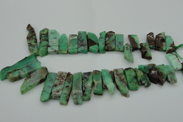 CTD368 Top drilled 10*25mm - 10*45mm wand Australia chrysoprase beads