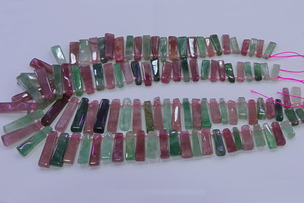CTD3691 Top drilled 6*16mm - 8*40mm sticks mixed strawberry quartz beads