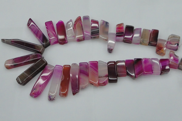 CTD371 Top drilled 10*20mm - 12*55mm wand fuchsia agate beads
