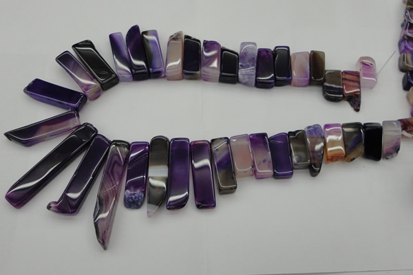 CTD372 Top drilled 10*20mm - 12*55mm wand purple agate beads
