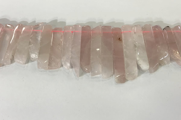 CTD3721 Top drilled 8*20mm - 10*50mm sticks rose quartz beads