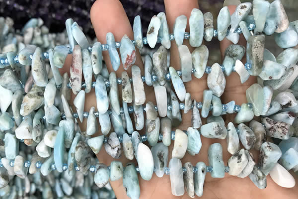 CTD3757 15.5 inches 4*8mm - 8*18mm sticks larimar gemstone beads